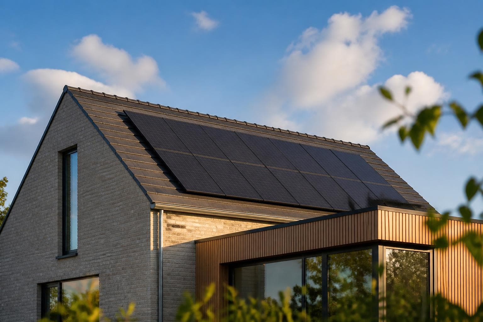 Zonnepanelen op een pannendak